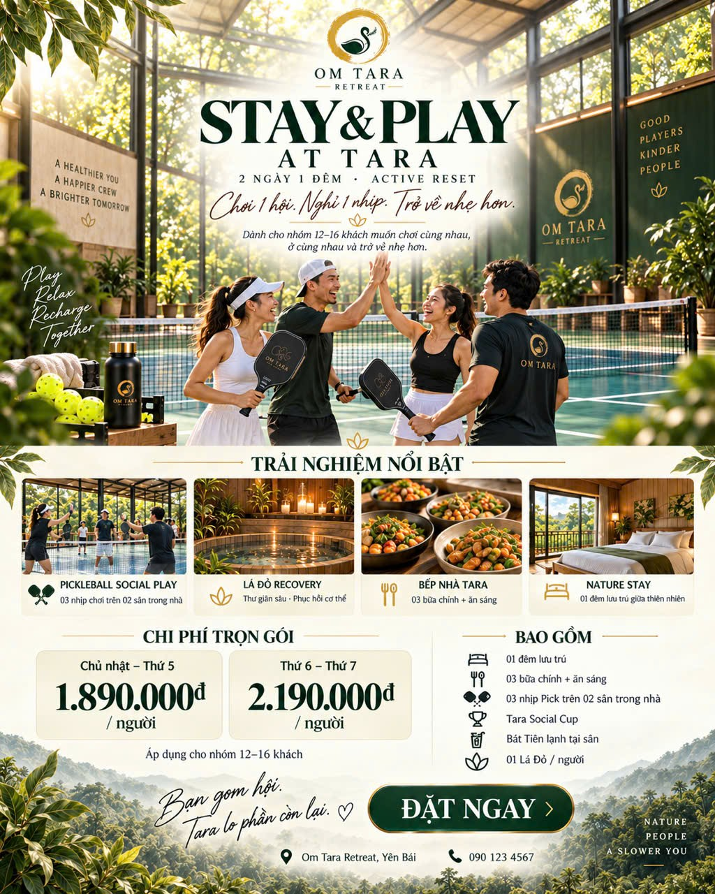 Stay & Play at Tara – Nhóm 12–16 khách